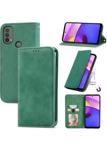 Moto E40 Fermuar Cüzdan Kılıf Kordon Basit Iş Için Kılıf (Yurt Dışından)