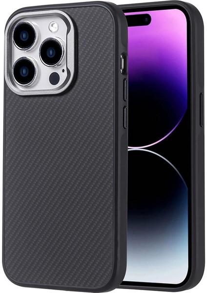 Apple iPhone 15 Pro Max Kılıf Karbon Fiber 600D Kevlar Troy Kapak