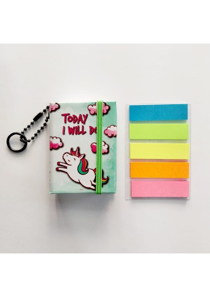 Lastikli Mini Kitap Postit ve Neon Ayraç Seti Yapışkanlı 5 cm x 6.5 cm