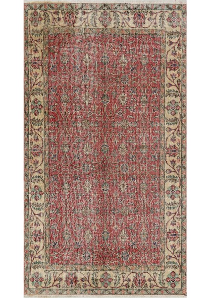 El Dokuma Vintage Eskitme Halı 116X207 cm 10342