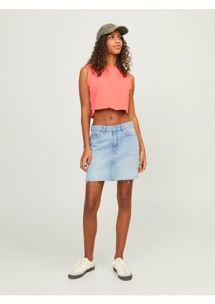 Bayan Bisiklet Yaka Kadın Crop T-Shirt 12224211 fırsatları