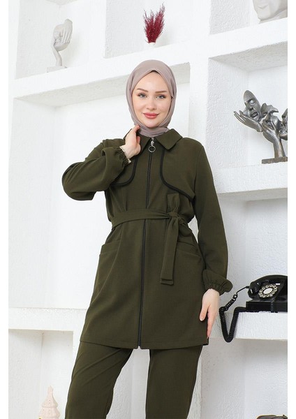 Tesettür Bolero Detaylı Scuba Takım BRC1305-1 Haki indirimleri