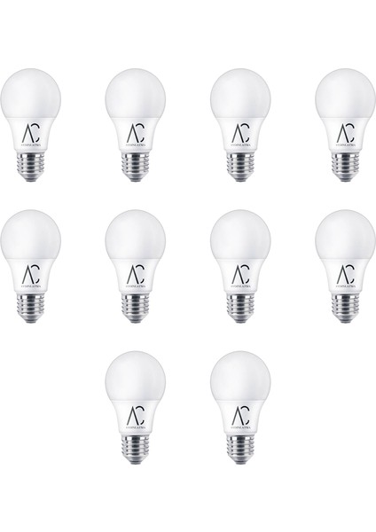 AC Aydınlatma 12W Bulb LED Ampul 3200K (Sarı Işık) 10 Adet