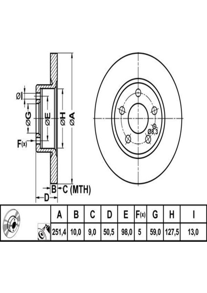 Fren Disk Arka Düz 251-5 (Alfa Romeo 147 156164 00-10)
