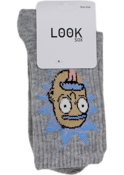 Look Socks Albert Einstein Emc Desenli Gri Kolej Çorap