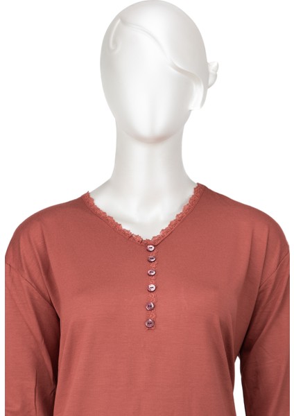 Kadın Turlu Viskon Penye Anne Bluz Şık Fırfırlı V Yaka Normal Kesim Likralı fiyatları