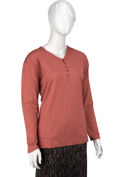 Kadın Turlu Viskon Penye Anne Bluz Şık Fırfırlı V Yaka Normal Kesim Likralı modelleri