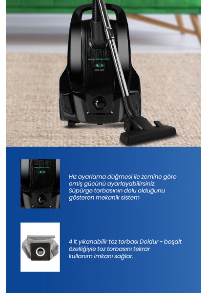 GM-7514 Zümrüt Elektirikli Süpürge
