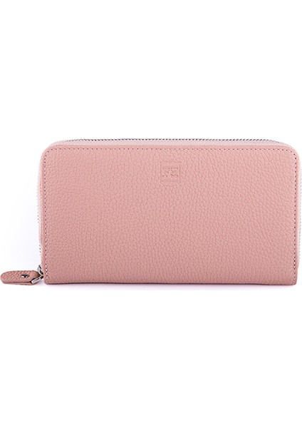 8004 Zip Wallet Fermuarlı Pembe Renkli Deri Kadın Cüzdanı