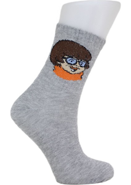 Look Socks Velma Dinkley Karakter Desenli Gri Kolej Çorap 3 Çift