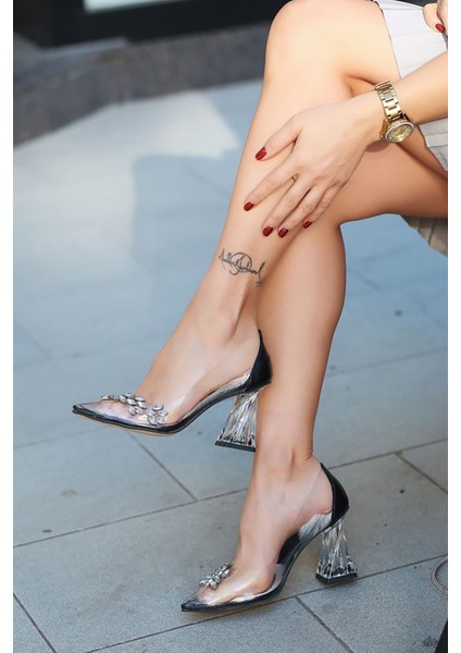 Erbjary Siyah Şeffaf Kadın Topuklu Ayakkabı fiyatları