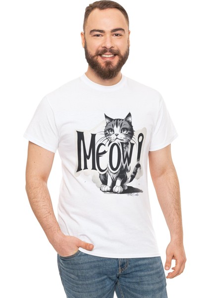 Cartoon Art Cat - Kedi Tasarımlı Unisex T-Shirt fırsatları