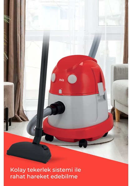 tufan 20 Litre Geniş Hazneli 2200 Watt Islak Kuru Toz Torbalı Süpürge Elektrikli Süpürge