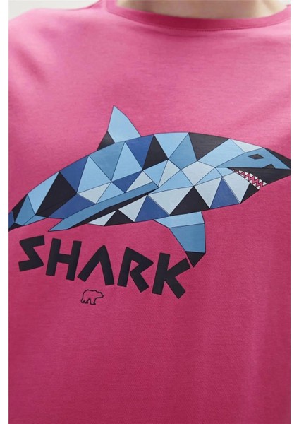 Shark 0 Yaka Erkek Tshirt - Fusya