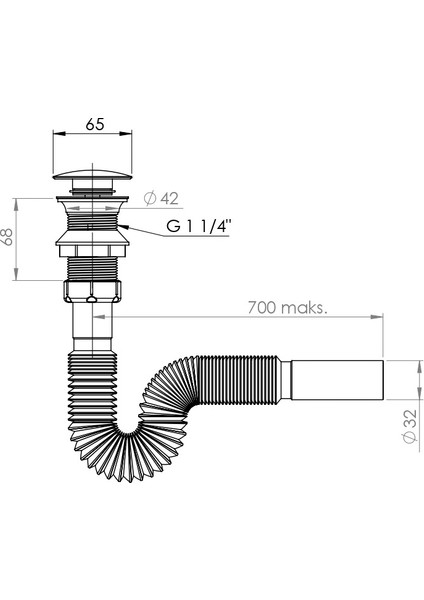 321-325 Pop-Up Körüklü Lavabo Sifonu Ø 32 mm