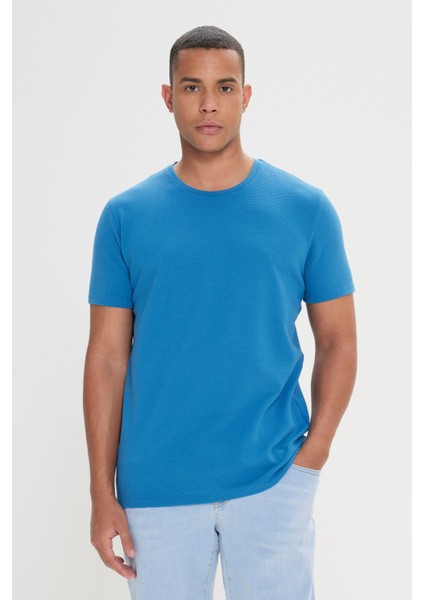 AC&Co / Altınyıldız Classics Erkek Gri Slim Fit Dar Kesim Modal Bisiklet Yaka Yumuşak Tuşeli Esnek Basic Tişört
