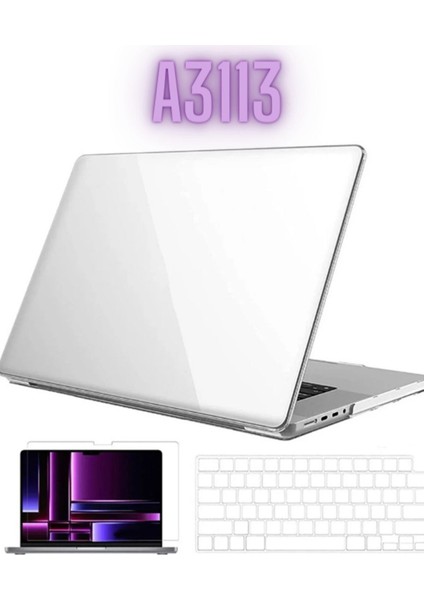 Macbook Air 2024 13.6 Inç M3 Çip A3113 Tam Uyumlu Alt Üst Kılıf Klavye Kılıfı Ekran Koruyucu Film