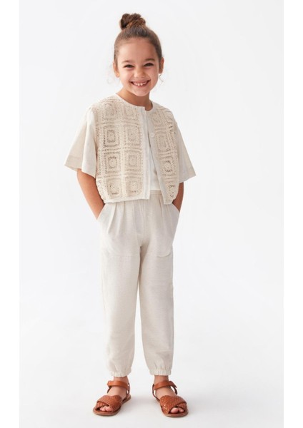 Kız Çocuk Mocca Keten Mevsimlik Ceket 36545