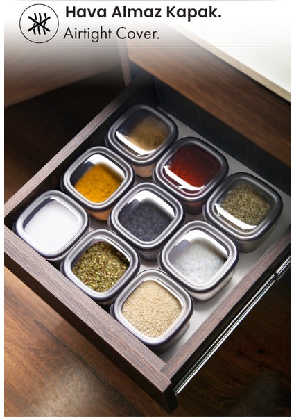 18'li Etiketli Square Kare Erzak Saklama Kabı Seti X6(550ML-1200ML-1750ML) Sert Kapaklı Kavanoz indirimleri