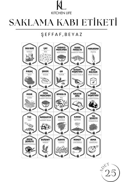 18'li Etiketli Square Kare Erzak Saklama Kabı Seti X6(550ML-1200ML-1750ML) Sert Kapaklı Kavanoz