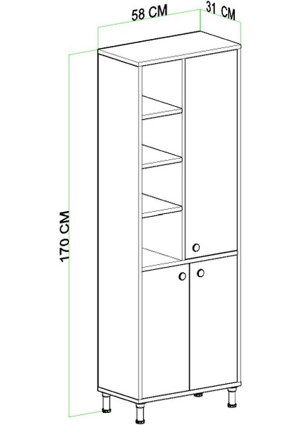 Selen Çok Amaçlı Mutfak Banyo Dolabı Ceviz
