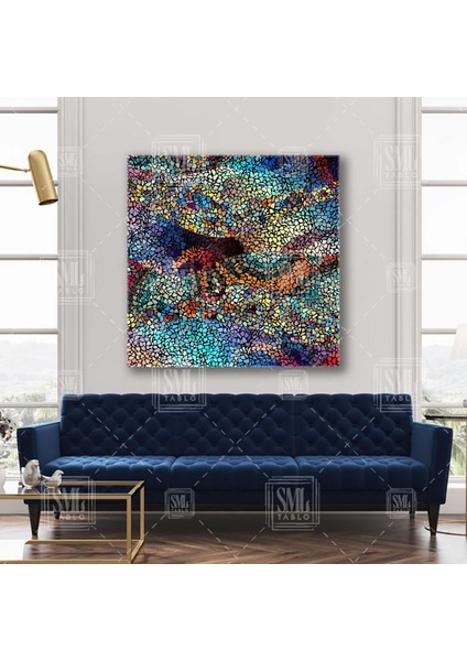 Seramik Moden Mozaik Sanatı Tiles Art Kare Kanvas Tablo