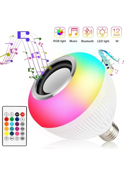 5W Tarzı Rgb LED Bluetooth Lamba Akıllı Ampul E27 12W Bluetooth Hoparlör Müzik Ampul Akıllı Lamba App Kontrolü Kısılabilir Ampul Rgb Dekor Işık (Yurt Dışından)