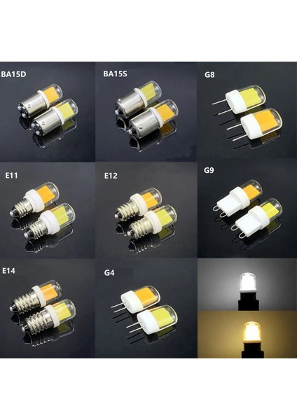BA15S Tarzı E11 Mini LED Ampul Cob 5 W BA15D BA15S E11 E12 E14 G4 G8 G9 45 W Halojen Lambalar Avize Işıkları Cam Kapak + Seramik Değiştirin (Yurt Dışından) fiyatları