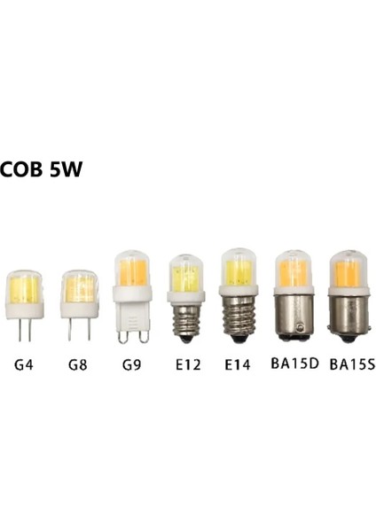 BA15S Tarzı E11 Mini LED Ampul Cob 5 W BA15D BA15S E11 E12 E14 G4 G8 G9 45 W Halojen Lambalar Avize Işıkları Cam Kapak + Seramik Değiştirin (Yurt Dışından) modelleri