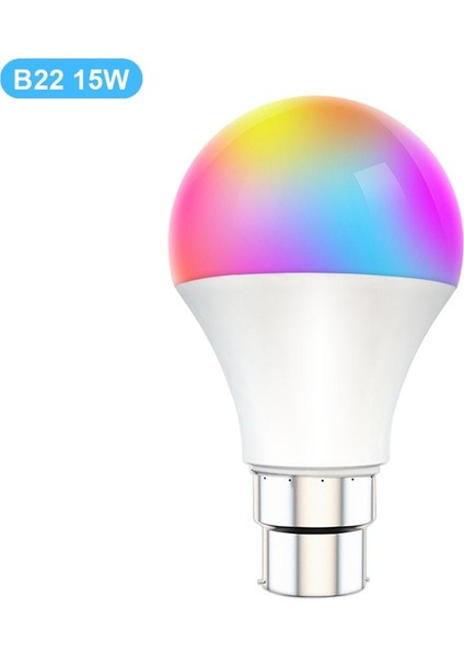 15W Tarzı B22 Tuya Wifi E27 B22 Akıllı Kısılabilir Ampul Rgbcw 15W LED Işık Akıllı Yaşam Uygulama Kontrolü Desteği Alexa Google Ev Alice (Yurt Dışından)