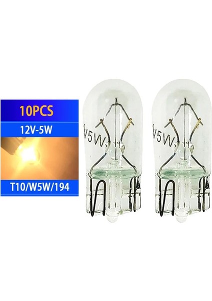 Ar T10 Halojen W5W Takozlar Ampuller 12 V 5 W Otomatik Plaka Lambası Gösterge Işığı Okuma Işıkları Park Lambası (Yurt Dışından)