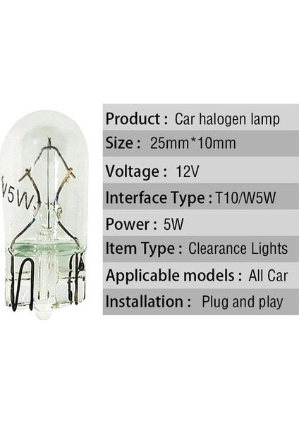 Ar T10 Halojen W5W Takozlar Ampuller 12 V 5 W Otomatik Plaka Lambası Gösterge Işığı Okuma Işıkları Park Lambası (Yurt Dışından) fırsatları