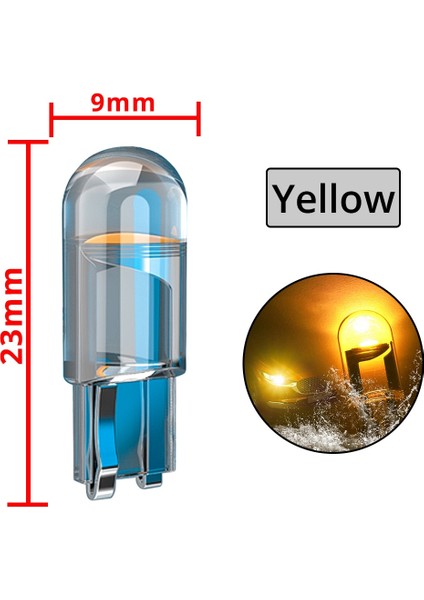 Sarı W5W Cam Konut Cob LED Araba Ampulü Kama Plaka Lambası Tavan Işık Beyaz Diedo Oto Iç Okuma Lambası 12 V (Yurt Dışından)