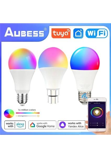 9W Tarzı E27 Tuya Wifi Akıllı Ampul Uyumlu B22 E27 LED Rgbcw Akıllı Ampul Google Home Yandex Alice Üzerinden Ses Kontrolü (Yurt Dışından) modelleri