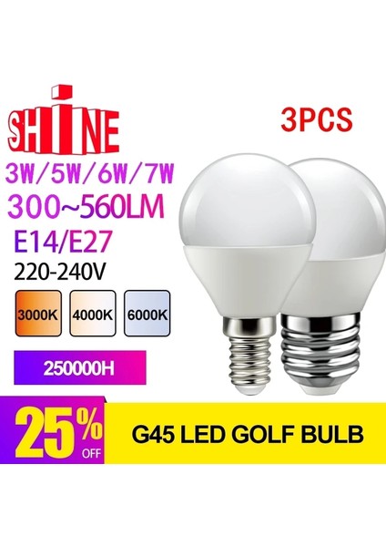 7W Tarzı 4000K 3 Adet LED Ampul G45 E27 E14 Ac LED Lamba 3W 5W 6W 7W Sıcak Soğuk Beyaz Gün Işığı Lambası Aydınlatma Oturma Odası Için (Yurt Dışından)