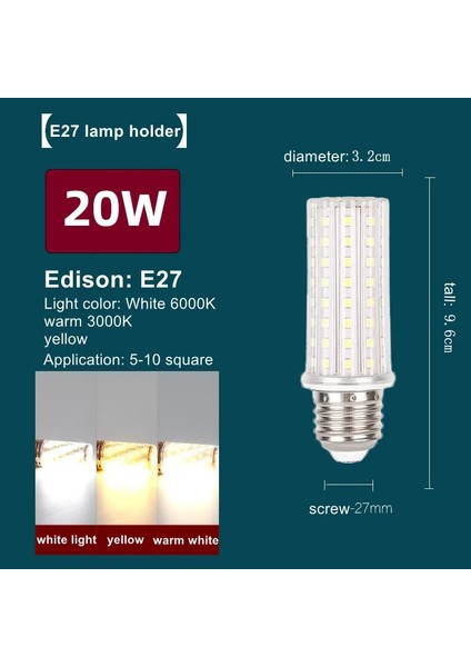E27-24W Stili E27-20W E14 E27 LED Ampul 220V Mısır Lambası Bomba 110V 10W 20W 24W LED Lamba Yatak Odası Oturma Odası Dekoratif Aydınlatma (Yurt Dışından)