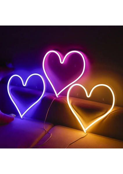 Kalp-Mavi Kalp Şekli Neon Burcu Duvar Asılı Işık Düğün Yatak Odası Ev Tatil Partisi Bar USB Powered Sevgililer Günü Noel Dekor (Yurt Dışından)