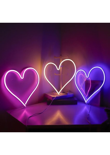 Kalp-Mavi Kalp Şekli Neon Burcu Duvar Asılı Işık Düğün Yatak Odası Ev Tatil Partisi Bar USB Powered Sevgililer Günü Noel Dekor (Yurt Dışından)