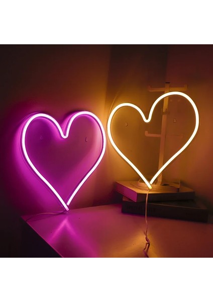 Kalp-Mavi Kalp Şekli Neon Burcu Duvar Asılı Işık Düğün Yatak Odası Ev Tatil Partisi Bar USB Powered Sevgililer Günü Noel Dekor (Yurt Dışından)