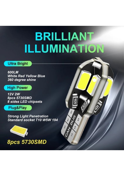 20 Adet Tarzı Sarı Pcs W5W T10 LED Ampuller Canbus Smd 12V 6000K LED Araç Iç Harita Kubbe Işıkları Park Lambası Otomatik Sinyal Lambası (Yurt Dışından) fırsatları