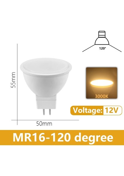 3W Tarzı 8 Adet 4- Gu5.3 Acdc 12V LED Spot Ampul MR16 Düşük Basınçlı 3W 5W 6W 7W Işık 120 Derece 38 Derece Çalışma Mutfak Ev Için (Yurt Dışından)