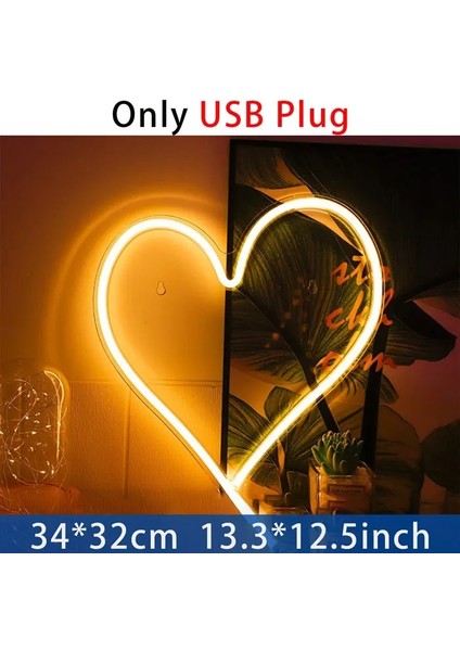 Xiyu Shop Kalp-Sıcak Kalp Şekli Neon Burcu Duvar Asılı Işık Düğün Yatak Odası Ev Tatil Partisi Bar USB Powered Sevgililer Günü Noel Dekor (Yurt Dışından)