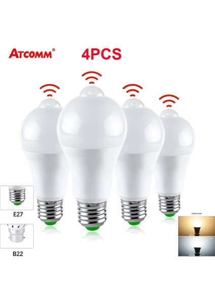 20W Tarzı Beyaz Pır LED Ampul Hareket Sensörlü Ampuller 12W 15W 18W 20W LED Lamba 110V 220V Kızılötesi Radyasyon Sensörlü Ampul (Yurt Dışından)