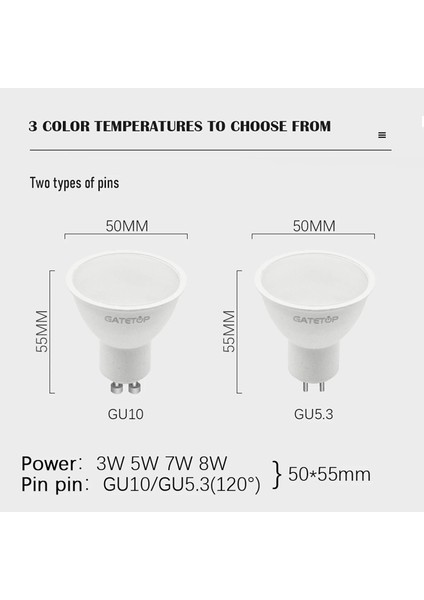 3W Tarzı 6000K 1- GU10 MR16 LED Ampul Gu5.3 Gömülü Raylı Aydınlatma Için Ampul Değiştirme 8 W Ampul Mutfak Davlumbaz Oturma Odası Yatak Odası Için (Yurt Dışından)