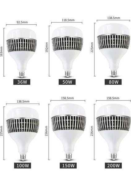 150W-E27 E27 LED Ampul 220V LED Ampuller Yüksek Güç 36W 50W 100W Aydınlatma Ev Açık Kamp Endüstriyel Garaj Süper Parlak Lamba (Yurt Dışından)