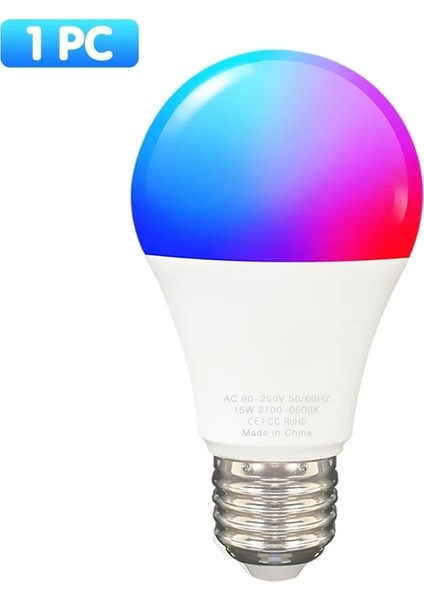 15W Tarzı E27 Tuya Wifi E27 B22 Akıllı Kısılabilir Ampul Rgbcw 15W LED Işık Akıllı Yaşam Uygulama Kontrolü Desteği Alexa Google Ev Alice (Yurt Dışından)