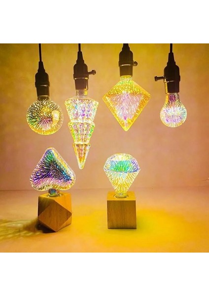 G95 3D Renkli Dekorasyon LED Ampul E27 Retro Lamba Vintage Edison LED Ampul ST64 A60 G80 G95 G125 Kalp Noel Gece Lambası (Yurt Dışından)