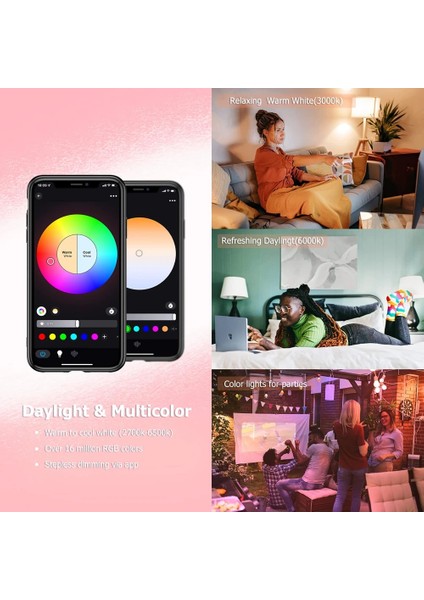 2 Adet LED Akıllı Ampul Tuya Akıllı Yaşam App Kontrolü Rgbcw 15W Ac Renk Değiştirilebilir Zamanlama Ev Aydınlatma Kısılabilir Bluetooth 4.0 E27 (Yurt Dışından)