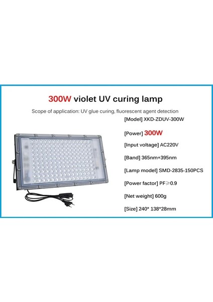 365X395 Nm Nearcam 300W Mor Işık 365NM Uv Kürleme Lamm Floresan Algılama Lambası Gölgesiz Tutkal Uv Kürleme Lambası Yeşil Yağ Reçine (Yurt Dışından) indirimleri