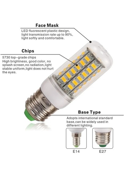 Değiştirilebilir E27 E14 Vidalı LED Mısır Ampul Ultra Parlak 72 LED Smd V Lampada Bombillas Lamba Ev Avize Mum Masa Lambası (Yurt Dışından)